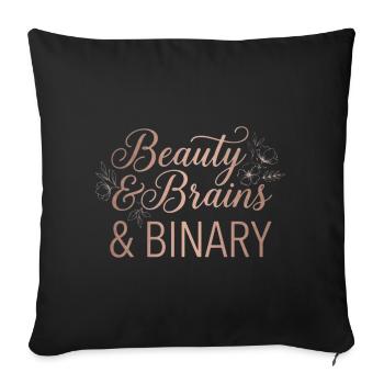 Beauty & Brains & Binary – Floral Tech Design - Sofakissenbezug 45 x 45 cm - Schwarz - Vorne