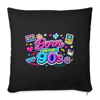 Born in den 90ern Neon-Retro - Sofakissenbezug 45 x 45 cm - Schwarz - Vorne
