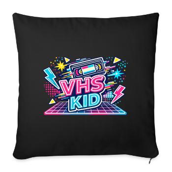 VHS KID Néon Rétro - Housse de coussin décorative 45 x 45 cm - noir - Devant