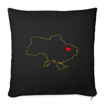 Ukraine Map - Minimalist Gold Design - Sofa pillowcase 17,3'' x 17,3'' (45 x 45 cm) - black - Front