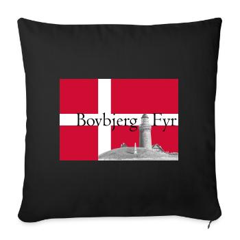 Bovbjerg Fyr auf Dänischer Flagge - Sofakissenbezug 45 x 45 cm - Schwarz - Vorne