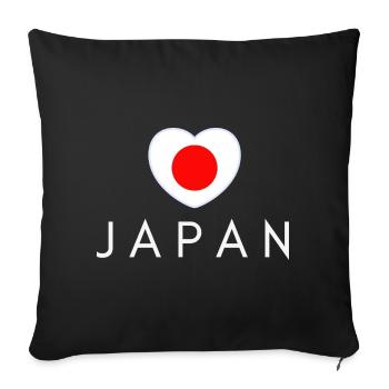 Cœur du drapeau du Japon, j’aime le Japon - Housse de coussin décorative 45 x 45 cm - noir - Devant