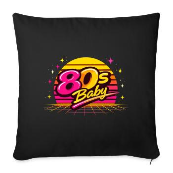 Bébé néon des années 80 - Housse de coussin décorative 45 x 45 cm - noir - Devant
