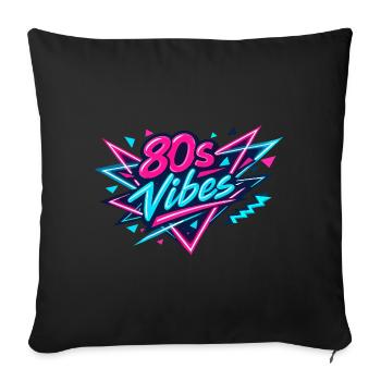 80s Vibes Neon Retro - Sofa pillowcase 17,3'' x 17,3'' (45 x 45 cm) - black - Front
