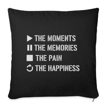 Mindfulness, Moments, Memories, Happiness - Sofa pillowcase 17,3'' x 17,3'' (45 x 45 cm) - black - Front