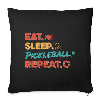 Pickleball Funny Player Eat Sleep Pickleball - Sofa pillowcase 17,3'' x 17,3'' (45 x 45 cm) - black - Front