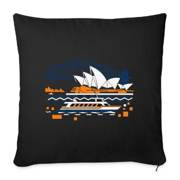 Silhouette du pont du port de l’Opéra de Sydney - Housse de coussin décorative 45 x 45 cm - noir - Devant