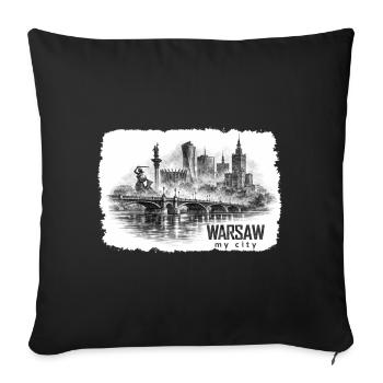 Croquis de la ville de Varsovie - Housse de coussin décorative 45 x 45 cm - noir - Devant