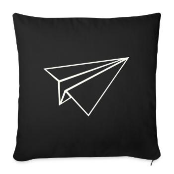 Paper Airplane Line Art - Sofa pillowcase 17,3'' x 17,3'' (45 x 45 cm) - black - Front