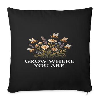 Ferme Floral Bees Grow Where You Are Cottagecore - Housse de coussin décorative 45 x 45 cm - noir - Devant