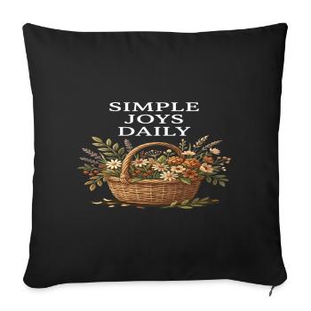 Basket of Simple Joys Flower Cottagecore Farm - Sofa pillowcase 17,3'' x 17,3'' (45 x 45 cm) - black - Front