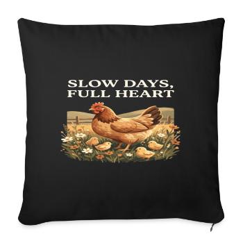 Slow Days, Full Heart Chickens Cottagecore Farm - Sofa pillowcase 17,3'' x 17,3'' (45 x 45 cm) - black - Front