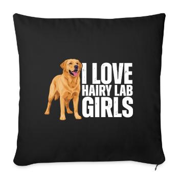 I Love Hairy Lab Girls Labrador Retriever - Sofa pillowcase 17,3'' x 17,3'' (45 x 45 cm) - black - Front