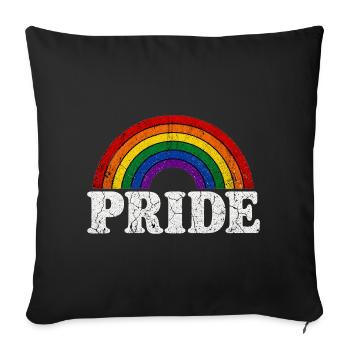 Pride Rainbow pour les fans LGBTQ Rétro LQBTQ CSD - Housse de coussin décorative 45 x 45 cm - noir - Devant