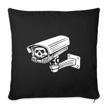 Humour Macabre Sécurité Caméra Crâne Gothique - Housse de coussin décorative 45 x 45 cm - noir - Devant