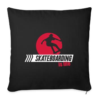 La planche à roulettes est patin à vie - patineur - garçon de patinage - Housse de coussin décorative 45 x 45 cm - noir - Devant