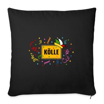 Kölle Karneval Ortsschild Fasching Narrenkappe - Sofakissenbezug 45 x 45 cm - Schwarz - Vorne