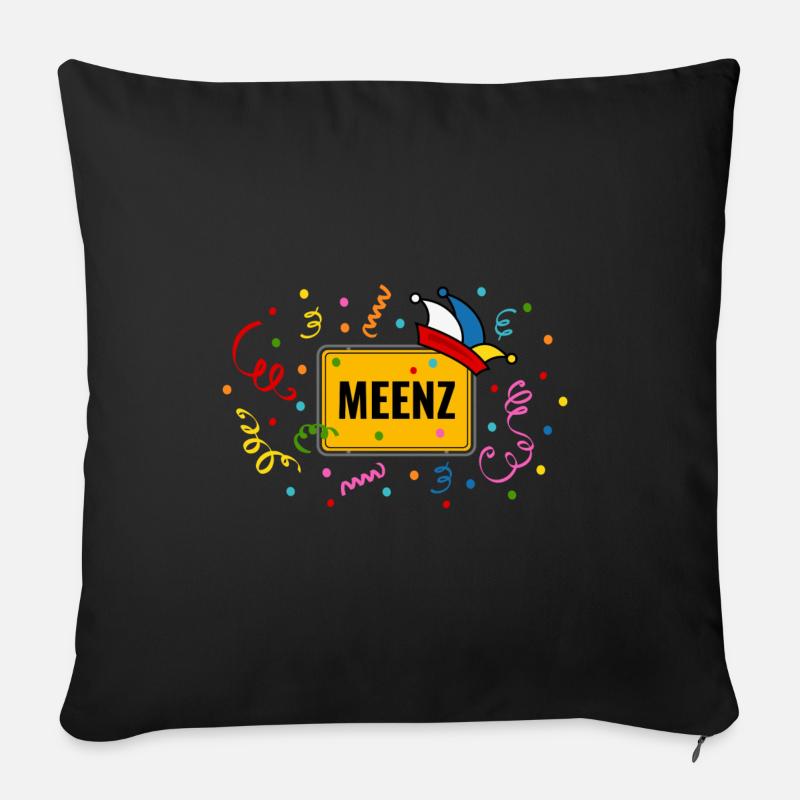 Meenz Fastnacht Fasching Ortsschild Narrenkappe - Sofakissenbezug 45 x 45 cm - Schwarz
