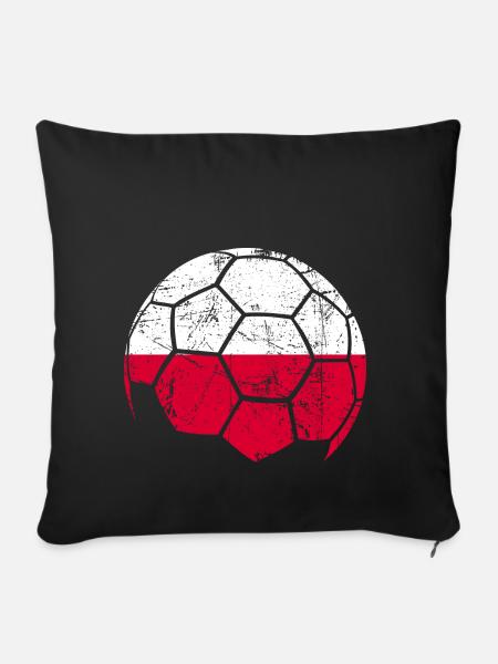 Poland Soccer Ball Fußball - Sofakissenbezug 45 x 45 cm - Schwarz