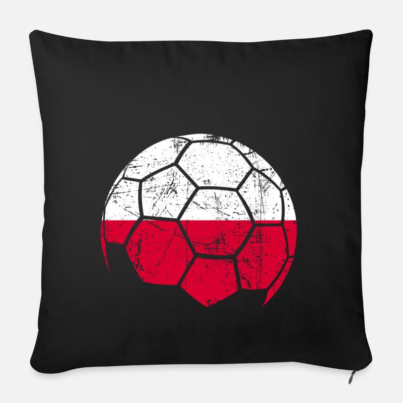 Poland Soccer Ball Fußball - Sofakissenbezug 45 x 45 cm - Schwarz