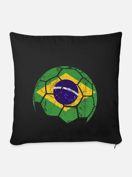 Brésil Ballon de football de football - Housse de coussin décorative 45 x 45 cm - noir