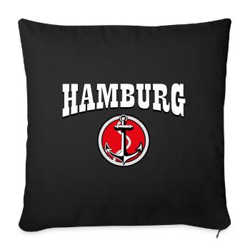 60 Hamburg Anker Anchor - Sofakissenbezug 45 x 45 cm - Schwarz - Vorne