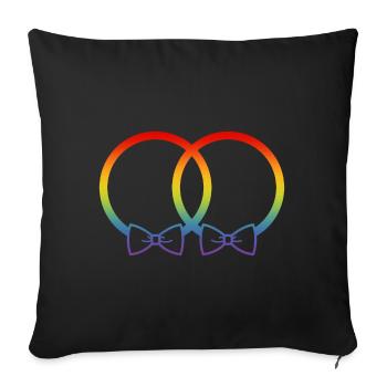 Alliances LGBT Mariage Enterrement de vie de garçon Couple Arc-en-ciel Noeud papillon - Housse de coussin décorative 45 x 45 cm - noir - Devant