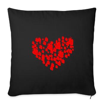 fraise de coeur - Housse de coussin décorative 45 x 45 cm - noir - Devant