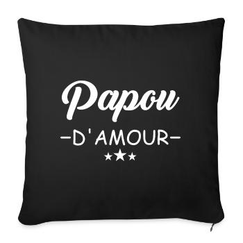 Papou d'amour t-shirt homme cadeau papa message - Housse de coussin décorative 45 x 45 cm - noir - Devant