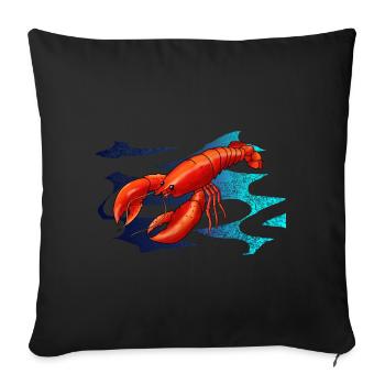 Lobster, Hummer, Meer - Sofakissenbezug 45 x 45 cm - Schwarz - Vorne