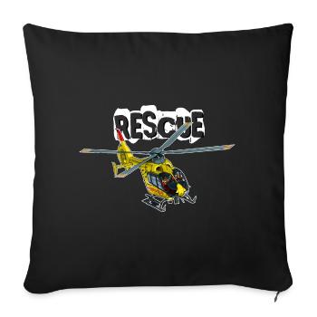 Helicopter rescue - Sofa pillowcase 17,3'' x 17,3'' (45 x 45 cm) - black - Front
