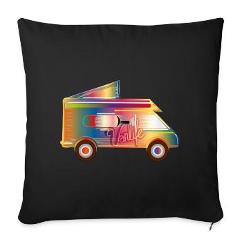 colorful camper with tent roof for the Van Life - Sofa pillowcase 17,3'' x 17,3'' (45 x 45 cm) - black - Front