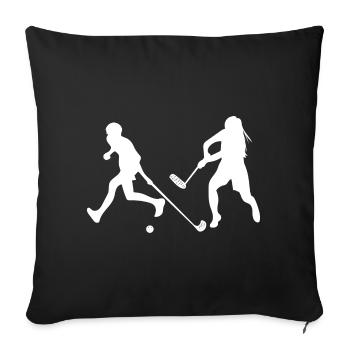 Floorball Unihockey Hockey sur glace hockey en salle - Housse de coussin décorative 45 x 45 cm - noir - Devant