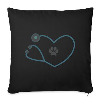Stéthoscope vétérinaire vétérinaire vétérinaire - Housse de coussin décorative 45 x 45 cm - noir - Devant