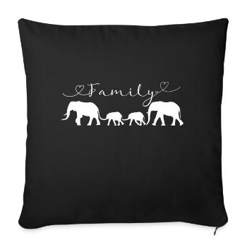 Elephant Family Famille lettrage blanc - Housse de coussin décorative 45 x 45 cm - noir - Devant