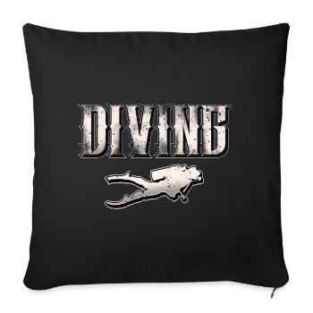 Diving Divers - Sofa pillowcase 17,3'' x 17,3'' (45 x 45 cm) - black - Front