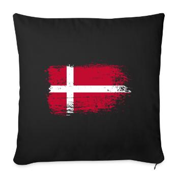Grunge Danish Flag Print - Sofa pillowcase 17,3'' x 17,3'' (45 x 45 cm) - black - Front