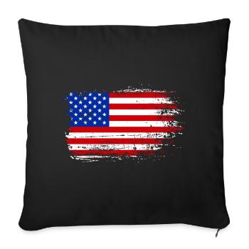 Brush Stroke American Flag - Sofa pillowcase 17,3'' x 17,3'' (45 x 45 cm) - black - Front
