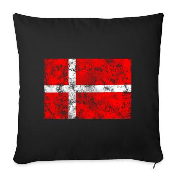 Drapeau du Danemark Vintage - Housse de coussin décorative 45 x 45 cm - noir - Devant