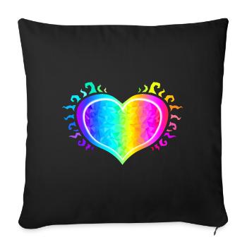 Herz bunt Regenbogen Valentinstag Liebe - Sofakissenbezug 45 x 45 cm - Schwarz - Vorne