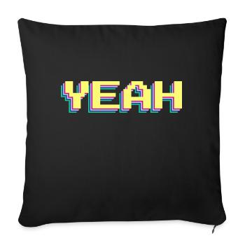 yes 90s pixel word - Sofa pillowcase 17,3'' x 17,3'' (45 x 45 cm) - black - Front