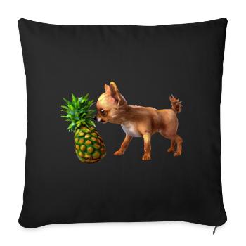 Chihuahua à l’ananas - Housse de coussin décorative 45 x 45 cm - noir - Devant