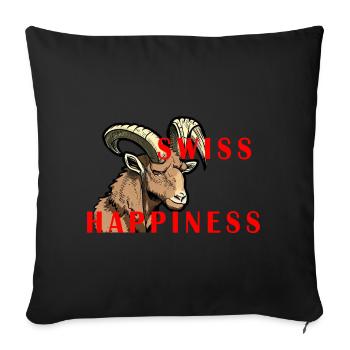Steinbock Swiss Happiness - Sofakissenbezug 45 x 45 cm - Schwarz - Vorne