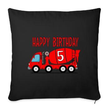 Bétonnière Joyeux anniversaire 5 - Housse de coussin décorative 45 x 45 cm - noir - Devant