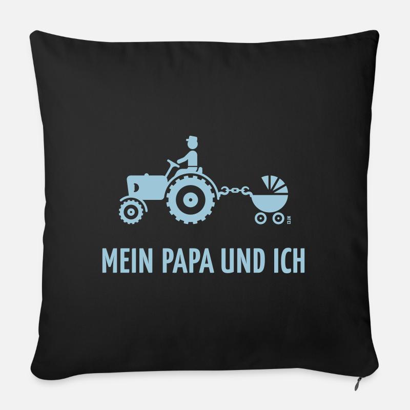 Mein Papa Und Ich (Bauer, Trecker & Kinderwagen,W) - Sofakissenbezug 45 x 45 cm - Schwarz
