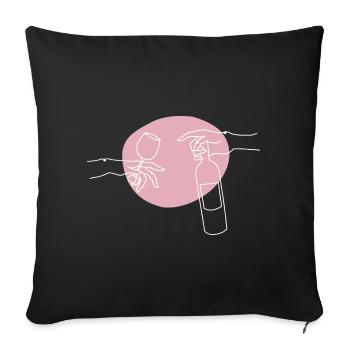 Wine bottle and wine glass graphic - Sofa pillowcase 17,3'' x 17,3'' (45 x 45 cm) - black - Front