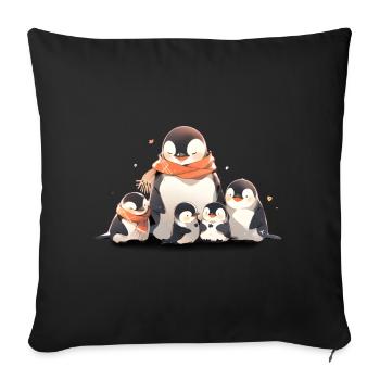 Famille de pingouins - Housse de coussin décorative 45 x 45 cm - noir - Devant