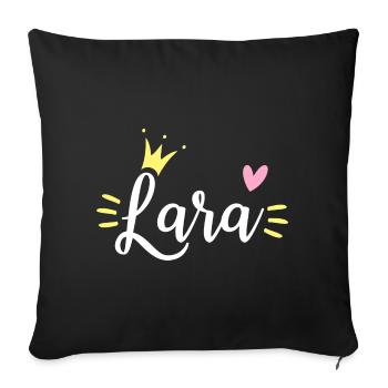Couronne de nom Lara - Housse de coussin décorative 45 x 45 cm - noir - Devant