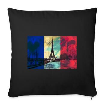 Paris Skyline Tour Eiffel France Drapeau Drapeau - Housse de coussin décorative 45 x 45 cm - noir - Devant