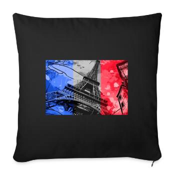 Paris Skyline Tour Eiffel France Drapeau Drapeau - Housse de coussin décorative 45 x 45 cm - noir - Devant